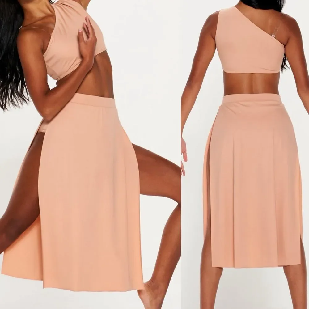 Kelle dance solo custom costume blush 3 piece GODDESS 7046 skirt top trunks LA